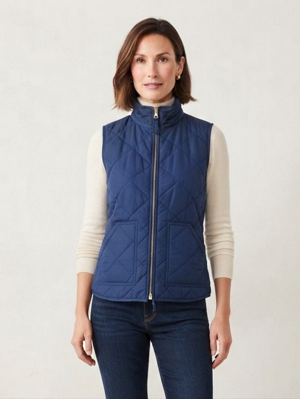 J. Crew Factory Navy Quilted Vest Women’s Size Small